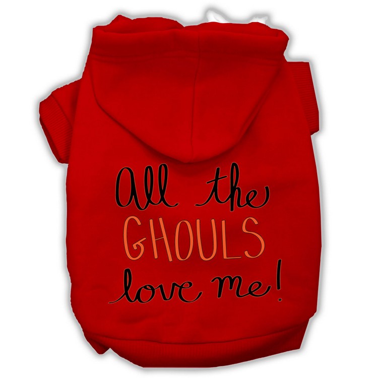 All the Ghouls Screenprint Dog Hoodie Red XS